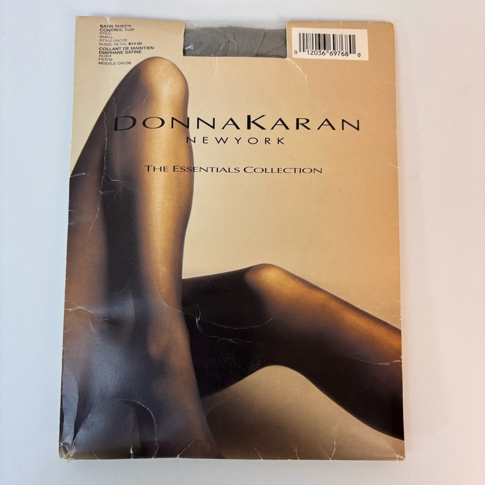 Donna Karan Vintage Essentials Collection Satin Sheer Control Top Steel Sz Small